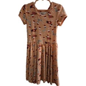 DOT DOT SMILE Girls 5/6 Santa Cap Dogs Bones Holiday Christmas Maxi Print Dress